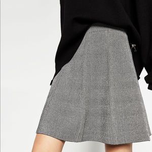 New Zara A Line Gray Black Short Skirt Basic Trend